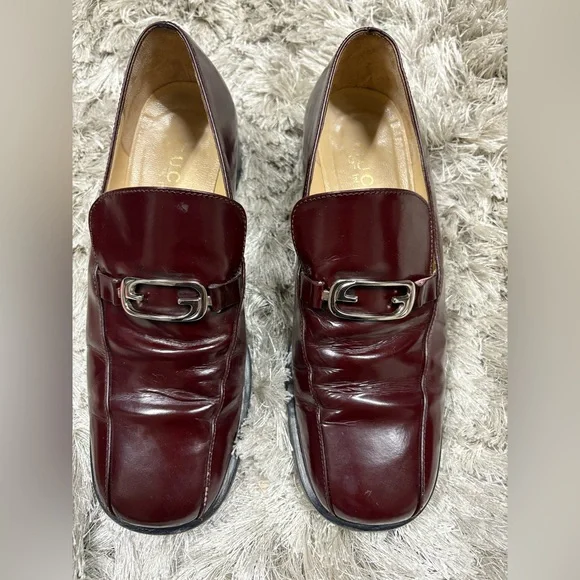Gucci Red Leather Loafers with Silver Accents Women main image 2